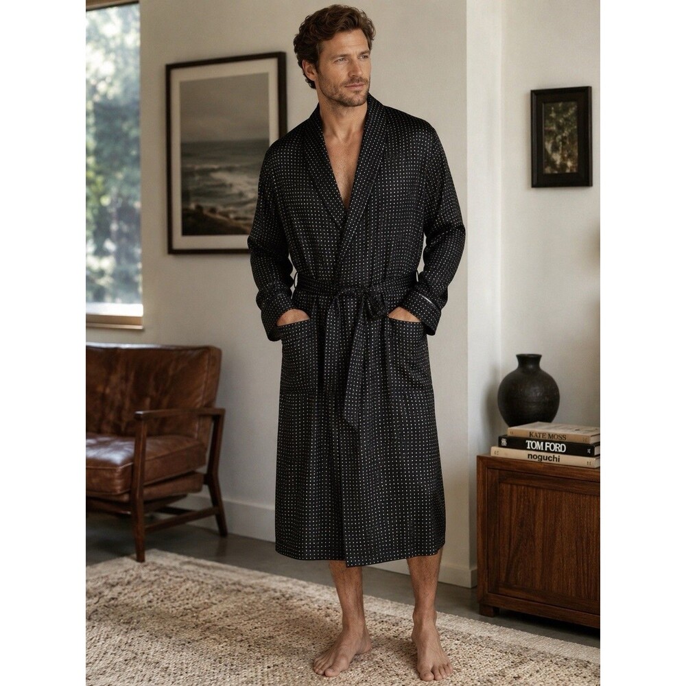 VTG Sterling Majestic 100% Silk Robe Men’s L/XL Luxury Old Money MINT
